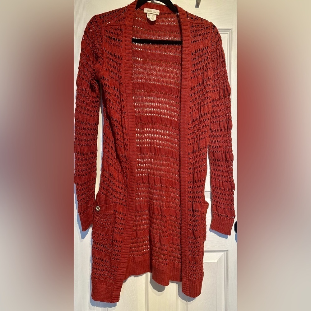 Matilda Jane rust knitted cardigan duster size medium